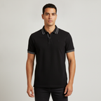 Poloshirt 1492 Liso de Mangas Cortas para Caballeros con modelo (AI)