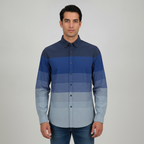 Camisa 1492 de Rayas de Mangas Largas para Caballeros con modelo (AI)