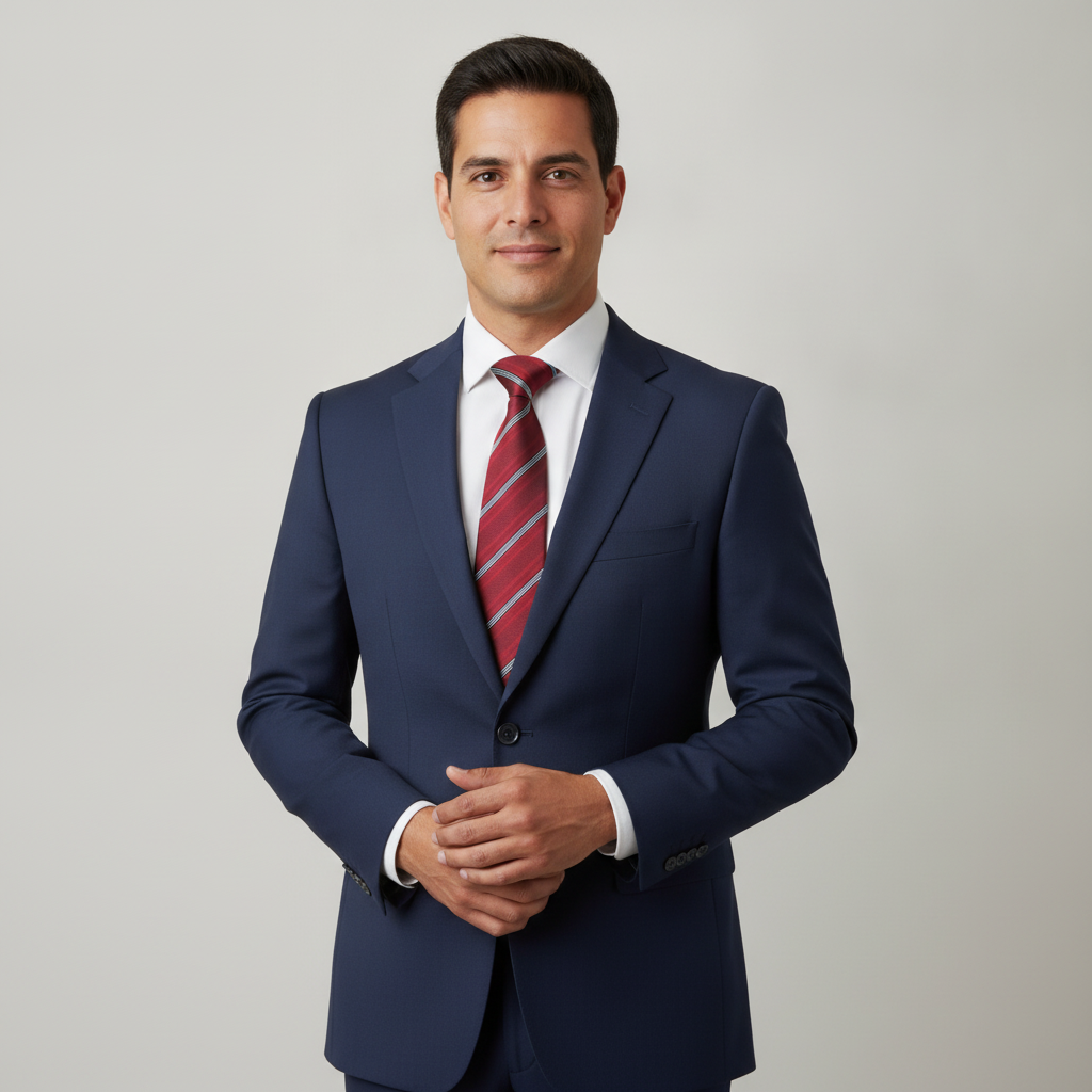 Corbata Oscar de La Renta de Seda Roja para Caballeros con modelo (AI)