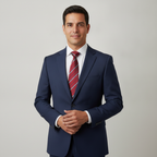 Corbata Oscar de La Renta de Seda Roja para Caballeros con modelo (AI)