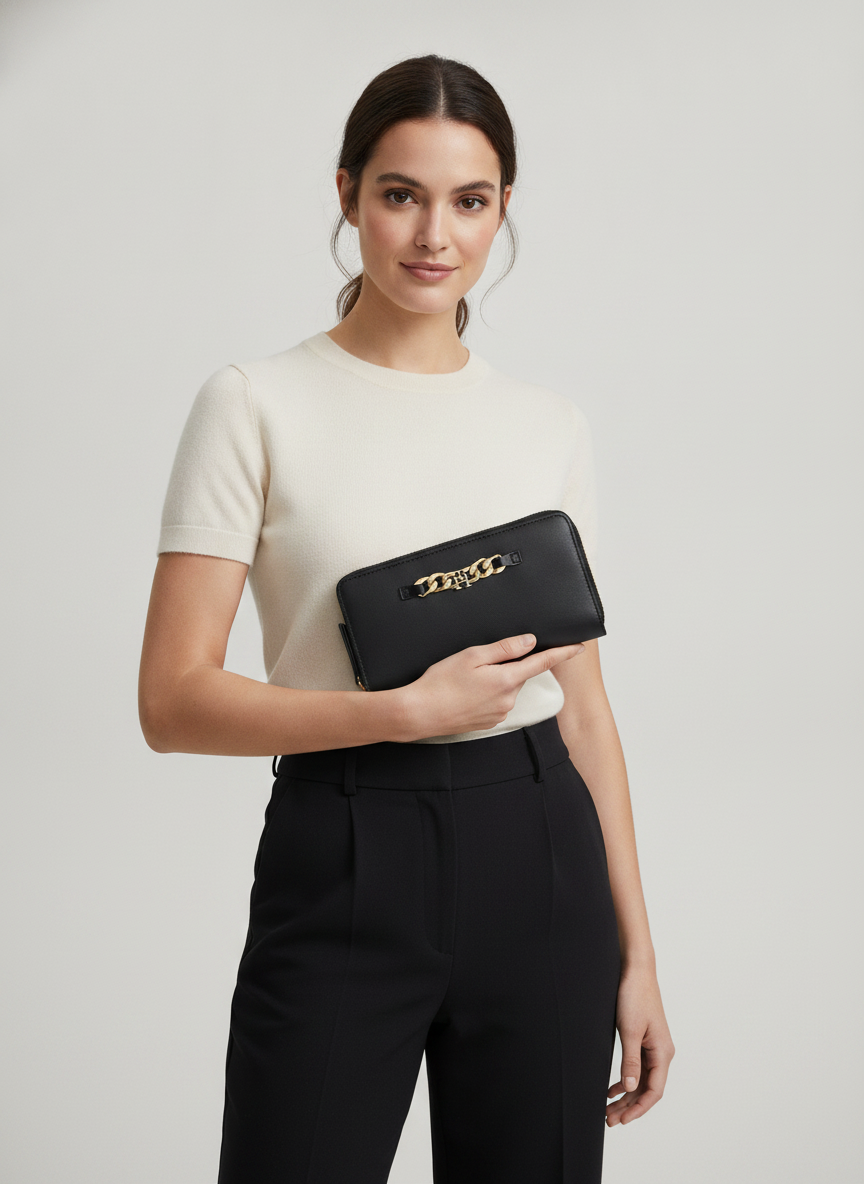 Monedero Tommy Hilfiger P/ Damas AW0AW15608-BDS con modelo (AI)