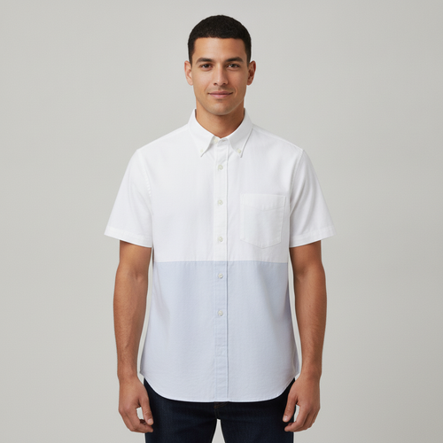 Camisa Carven Mangas Cortas Lisa para Caballeros con modelo (AI)