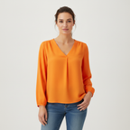 Blusa Dna Couture Mangas Largas Lisa para Damas con modelo (AI)