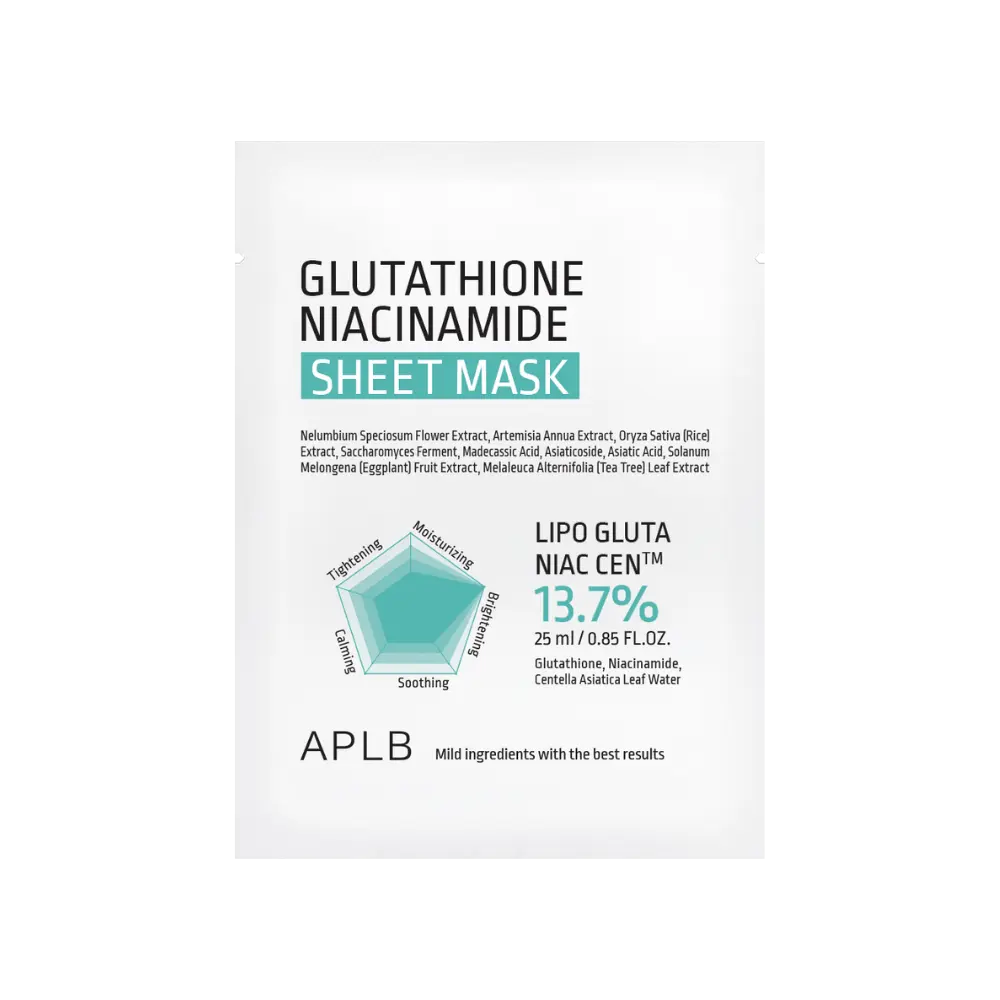 Mascarilla de Tela Iluminadora APLB Glutathione Niacinamide Sheet Mask 25ml
