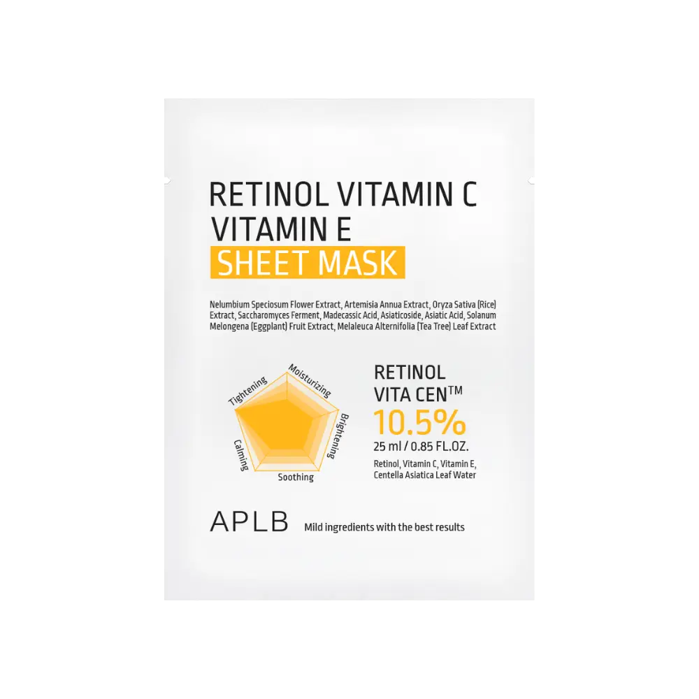 Mascarilla de Tela Renovadora Antioxidante APLB Retinol Vitamin C Vitamin E Sheet Mask 25ml