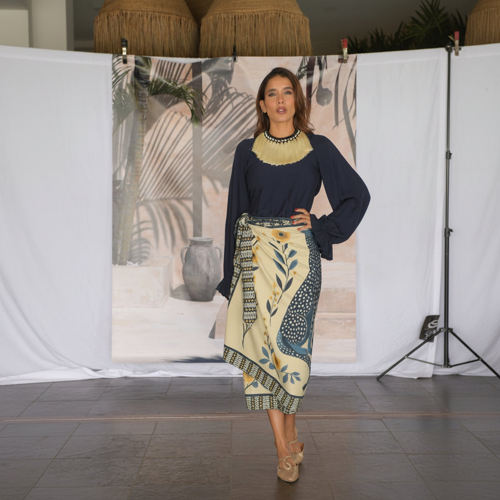 Pareo Sarong 008 – Wild Blue & Mustard