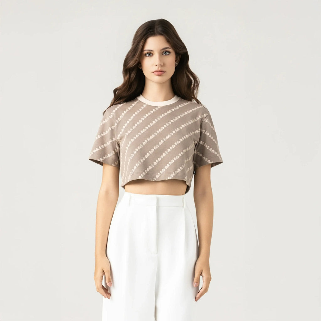 BRITANIA CROP TOP WOMEN TAUPE GRAY - Monastery | Tienda Oficial Colombia