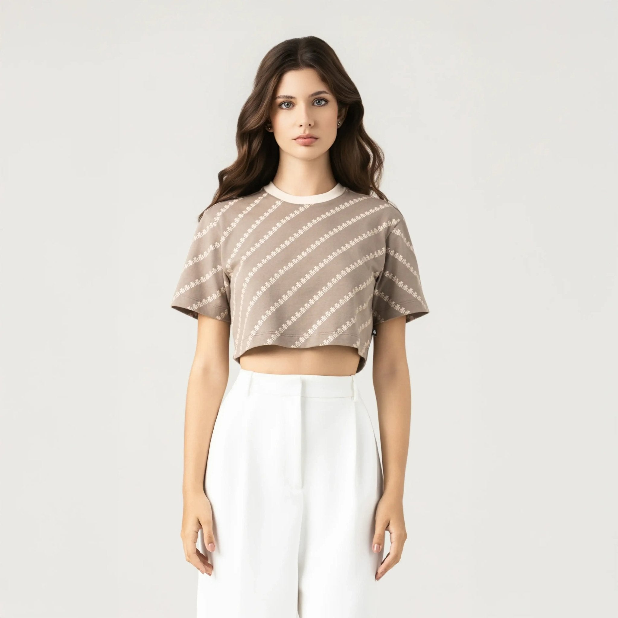 BRITANIA CROP TOP WOMEN TAUPE GRAY - Monastery | Tienda Oficial Colombia