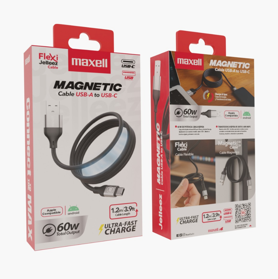 CABLE MAXELL 39FT MAG60A USBA TO USBC BLACK