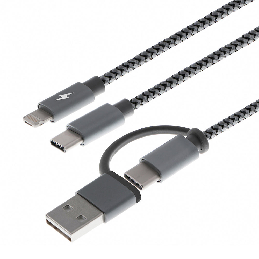 CABLE XTECH 4FT MULTI TRENZADO 5 IN 1 MICRO USBLIGHTNINGUSBC