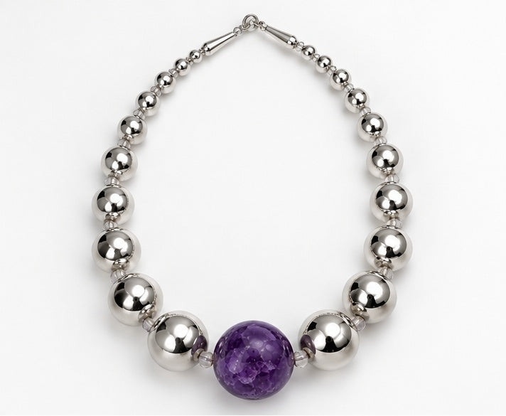Collar de esfera de plata 925 con Gema central de Bolivianita