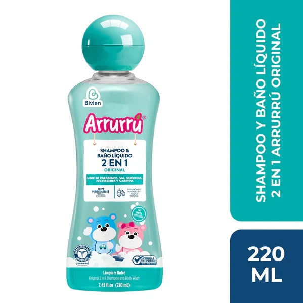 Arrurru Naturals Shampoo & Baño Líquido 2 en 1 Original 220ml