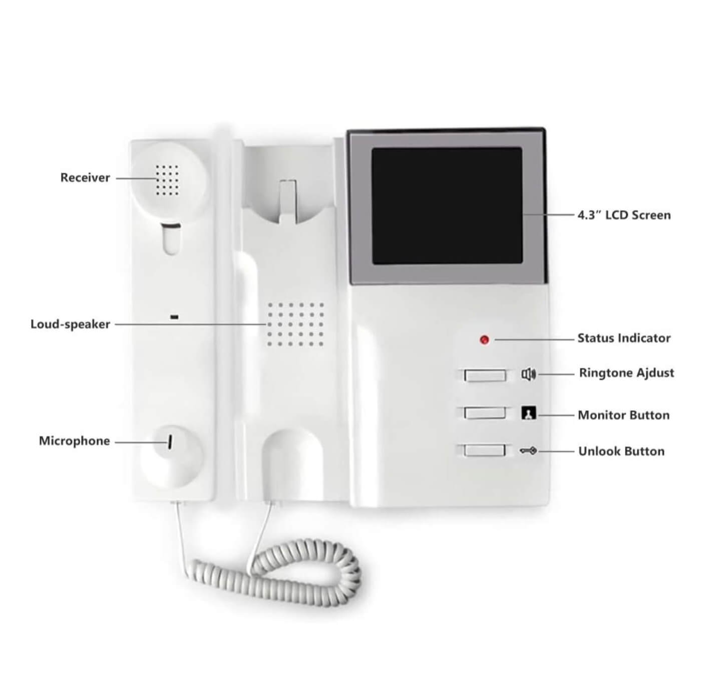 INTERCOM Videoportero Estilo Telefono, Con Camara Para Mayor Seguridad En Puertas.
