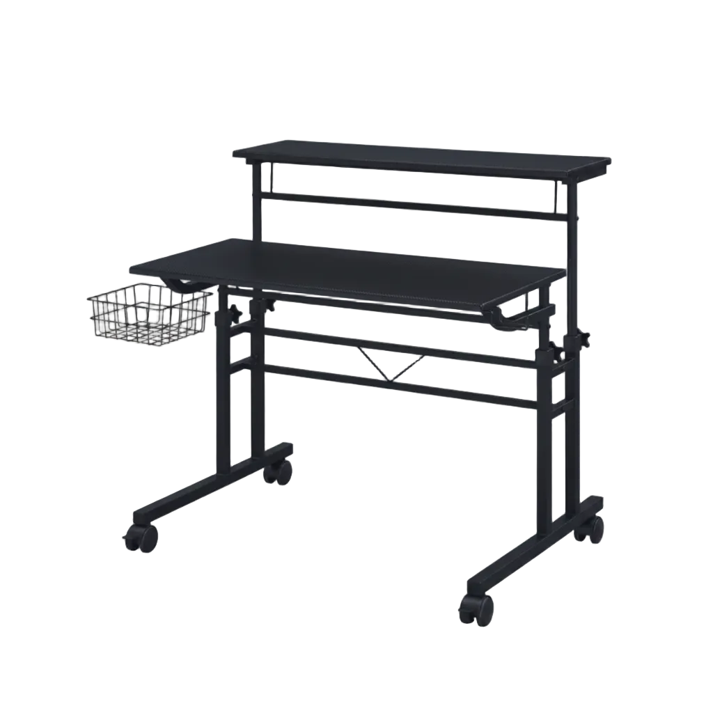 ESCRITORIO TECHNI MOBILI ROLLING WRITING DESK WHEIGHT ADJUSTABLE TABLETOPSHELF 12M BLACK