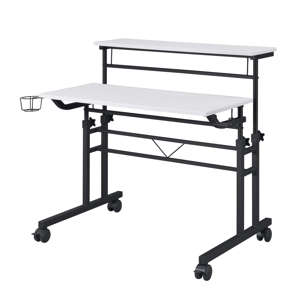 ESCRITORIO TECHNI MOBILI ROLLING WRITING DESK WHEIGHT ADJUSTABLE TABLETOPSHELF 12M WHITE