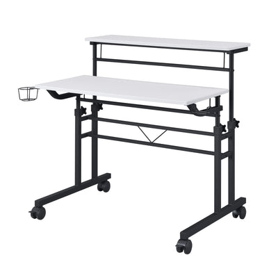 ESCRITORIO TECHNI MOBILI ROLLING WRITING DESK WHEIGHT ADJUSTABLE TABLETOPSHELF 12M WHITE