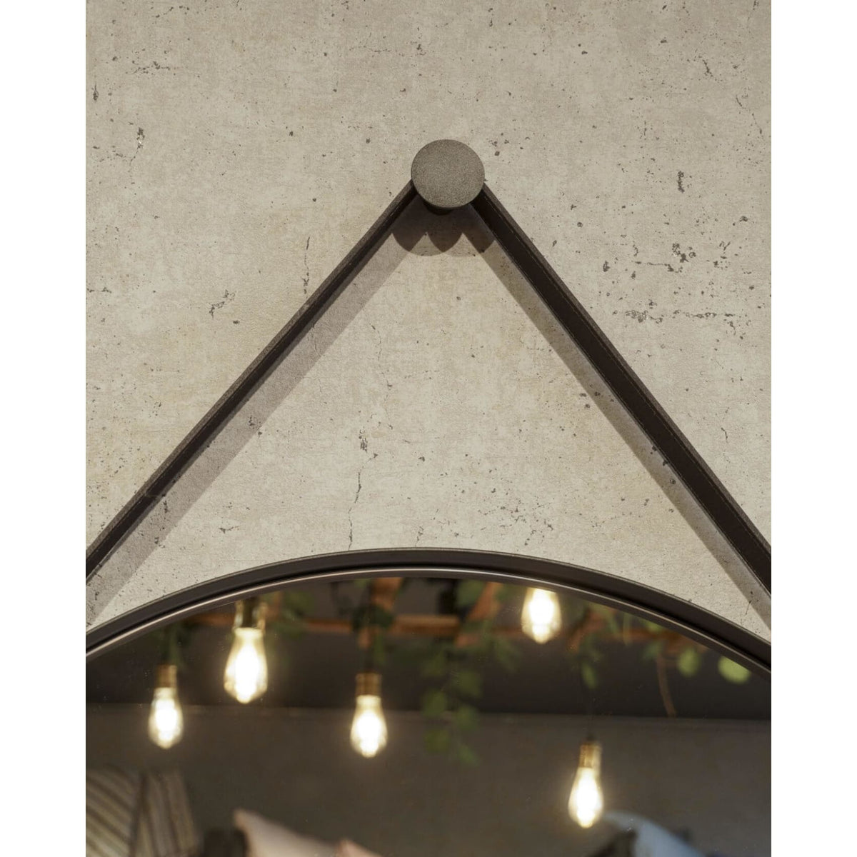 Sleek round Boston mirror with a sturdy steel frame and stylish leather strap, perfect for adding modern elegance to any room.