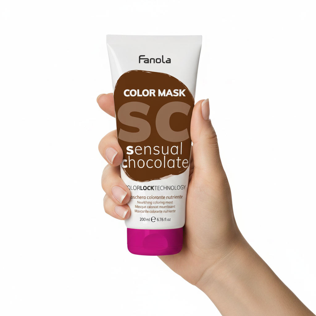 Fanola Color Mask Sensual Chocolate sostenido por una mano