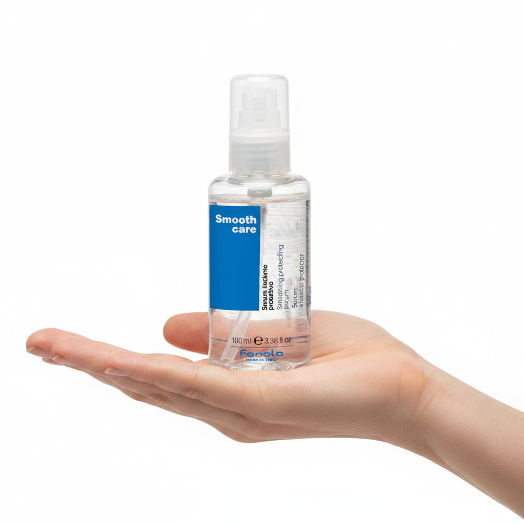 Fanola Smooth Care Serum 100ml sostenido por una mano