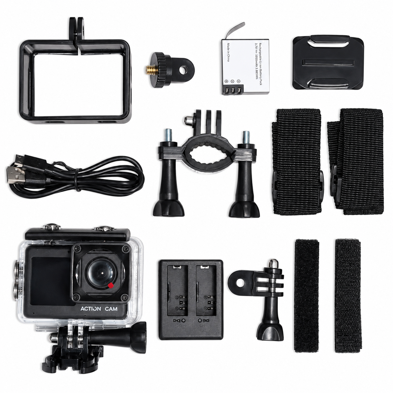 Cámara Sport Full HD 1080P Con Carcasa Impermeable Y Accesorios