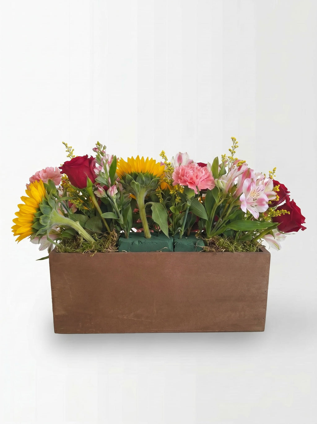 Caja de madera MOM con flores variadas