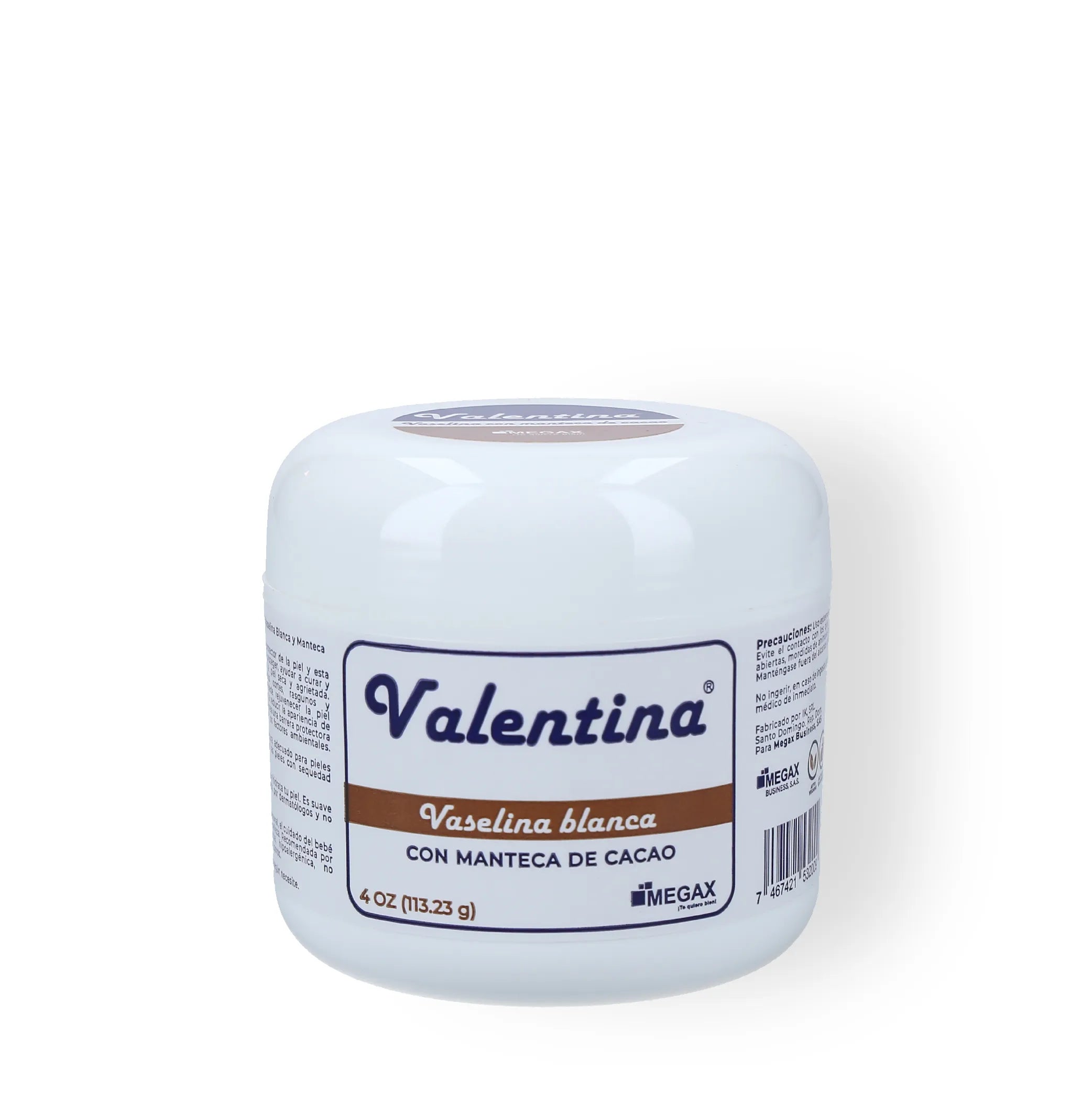 Valentina Vaselina Blanca con Manteca de Cacao 4Oz
