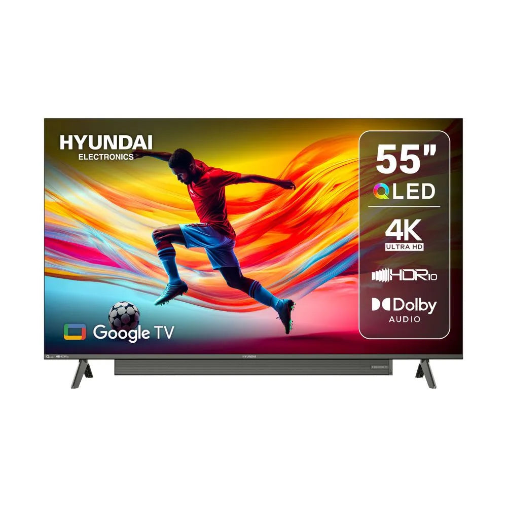 Televisor Inteligente Hyundai 55 Pulgadas QLED 4K Google TV Con Barra De Sonido Incorporado