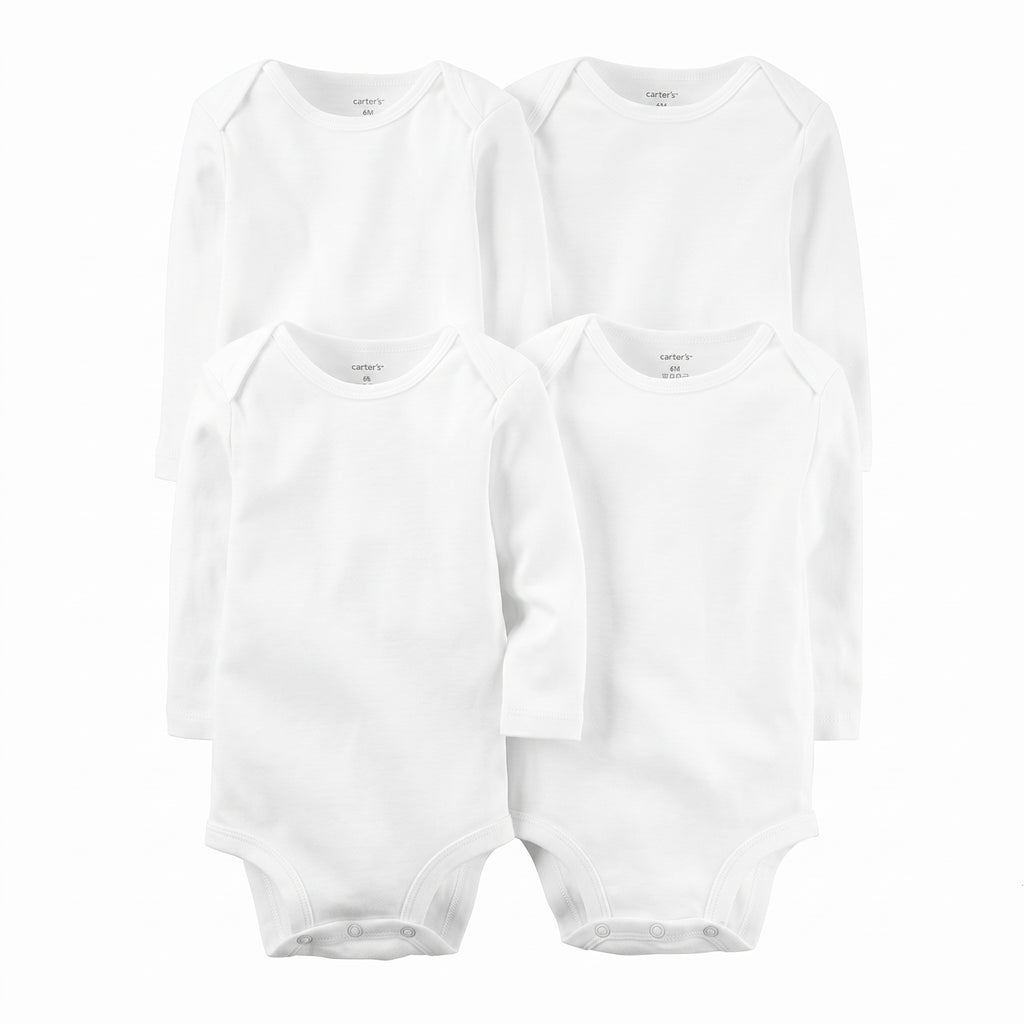 Set de 4 Bodies Blancos de Manga Larga 3M