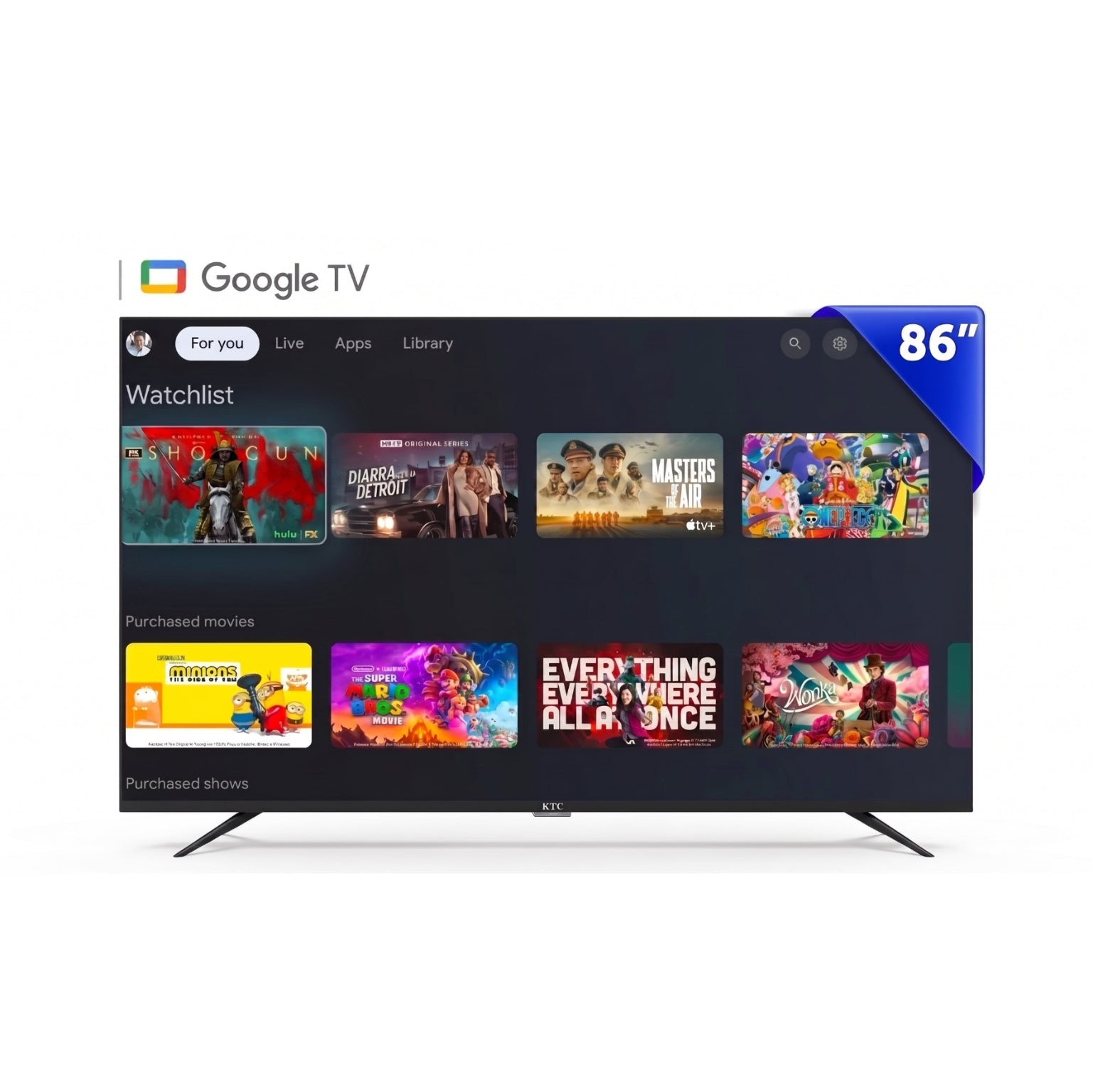 TELEVISOR KTC 86" SMART 4K UHD/QLED/HDMIx3/USBx2/AND11/GOOGLE TV (86J2U)