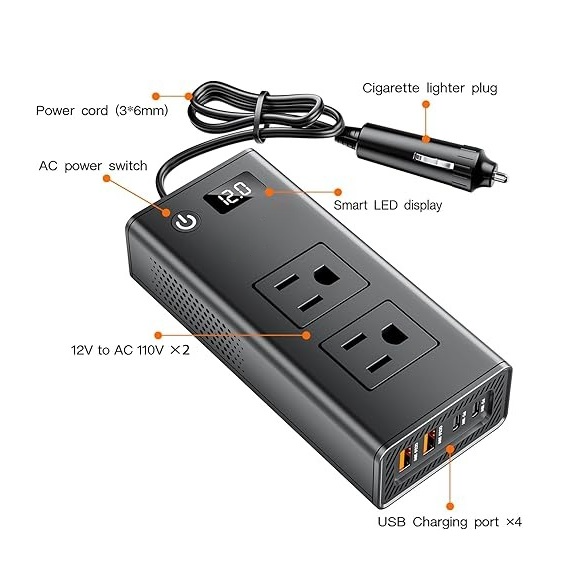 Convertidor Inversor De Vehículo 12v a 110v 200W