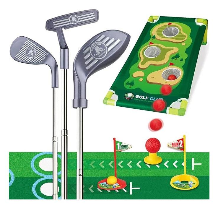 Kit De Golf Infantil Con Palos Ajustables y Hoyos De Práctica
