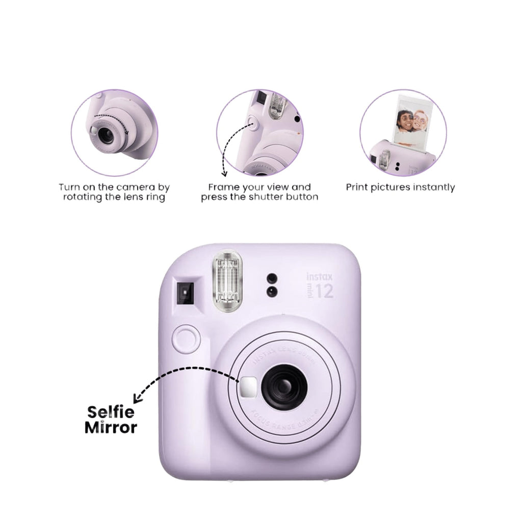 Camara Fujifilm Instax mini 12 (Lila) Combo 10 en 1