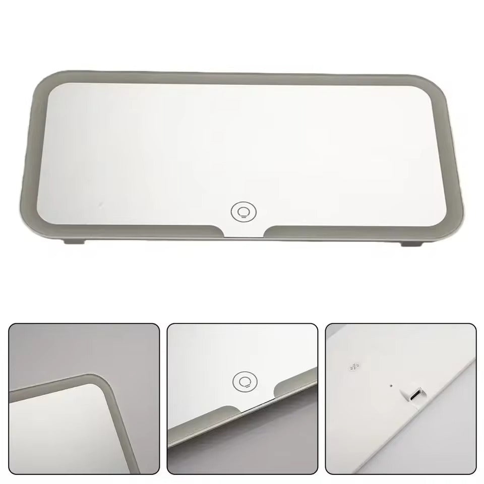 Espejo De Maquillaje LED Recargable Para Vehiculo Con Sensor Táctil