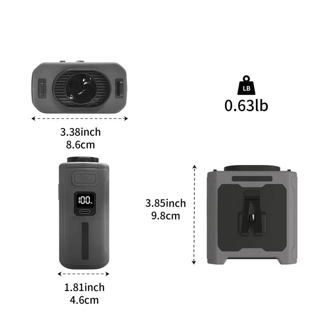 Ventilador Portátil De Cintura 3 En 1 Con Power Bank 10000mAh y Luz LED