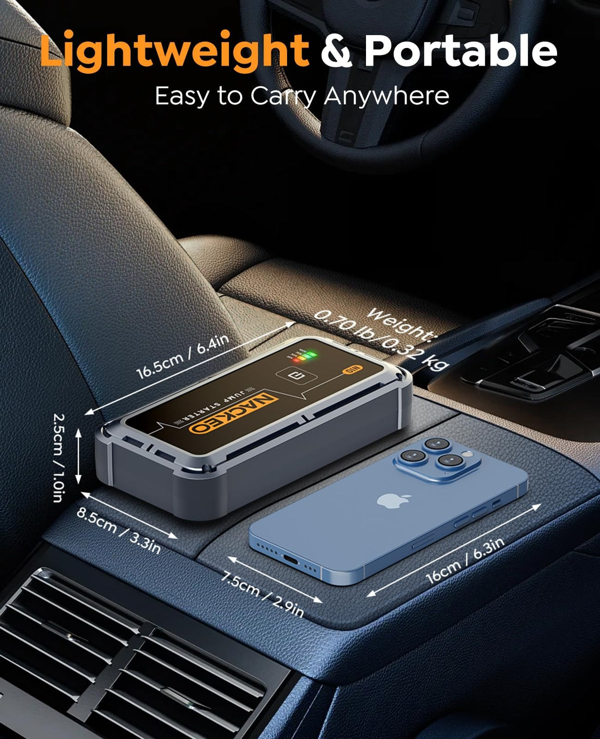 Cargador Jumper De Batería Portátil NACKEO 5000A 12V Con Carga Rápida 12000mAh