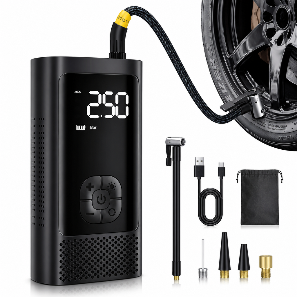 Inflador Portátil De Aire 150 PSI Con Pantalla LCD Y Linterna LED