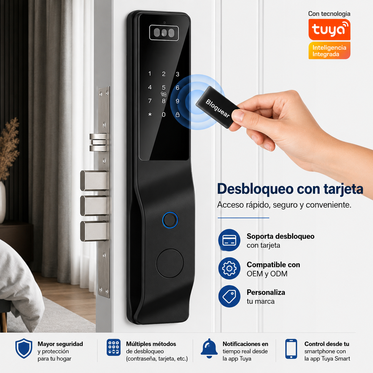 Cerradura Inteligente Con Reconocimiento Facial 3D, Huella Digital, WiFi Y Múltiples Métodos De Acceso