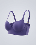 Brasier Realce Natural St.Even color morado con arco, copas lisas y base ancha. Detalle de tirantes ajustables y herrajes dorados.