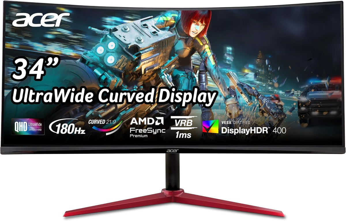 MONITOR CURVED ACER 34 NITRO XZ342CU GAMING LEDLCDHDMIDPUSBQHD BLACK