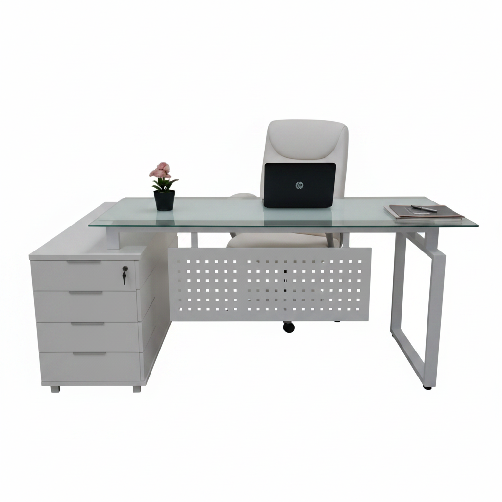 MUEBLE  STARKEN GLASS TOP GRAINED WHITE