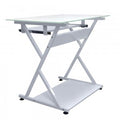 MUEBLE  STARKEN STEEL LEGS MELANINE GLASS TOP WHITE