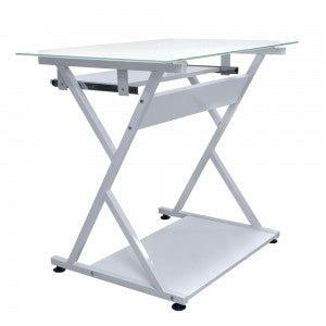 MUEBLE  STARKEN STEEL LEGS MELANINE GLASS TOP WHITE