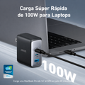 Cargador USB-C Anker Nano 100W – 3 Puertos Con Carga Rápida GaN II Y Cable USB-C