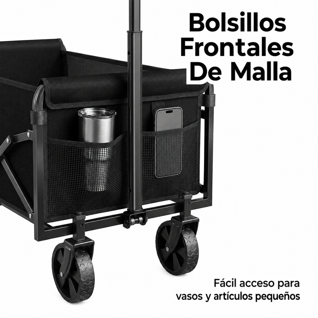 Carrito Plegable Portátil 125L 350lbs - Resistente, Compacto y Fácil de Transportar