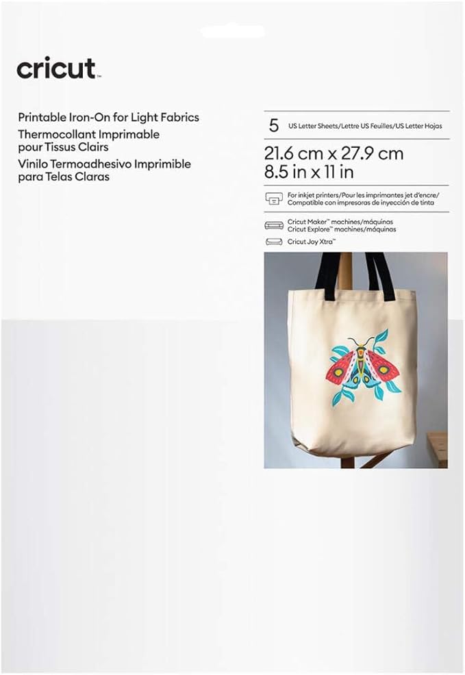 PAPEL CRICUT PRINTABLE IRONON FOR LIGHT FABRICS 85X11IN