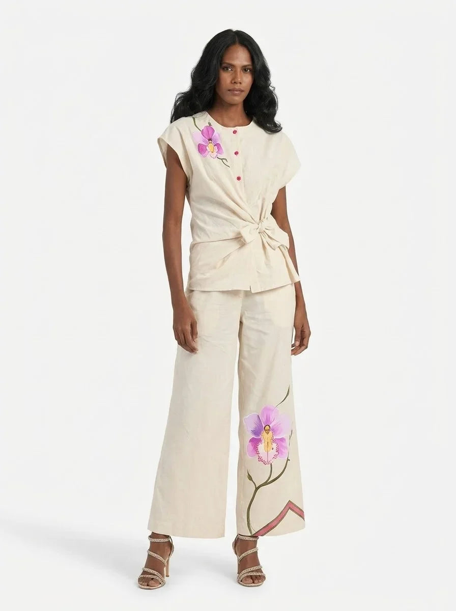 Conjunto de lino orquídea