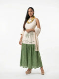 Vestido patrimonio verde broderie