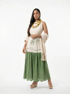 Vestido patrimonio verde broderie