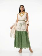 Vestido patrimonio verde broderie