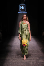 Vestido asimétrico pistacho